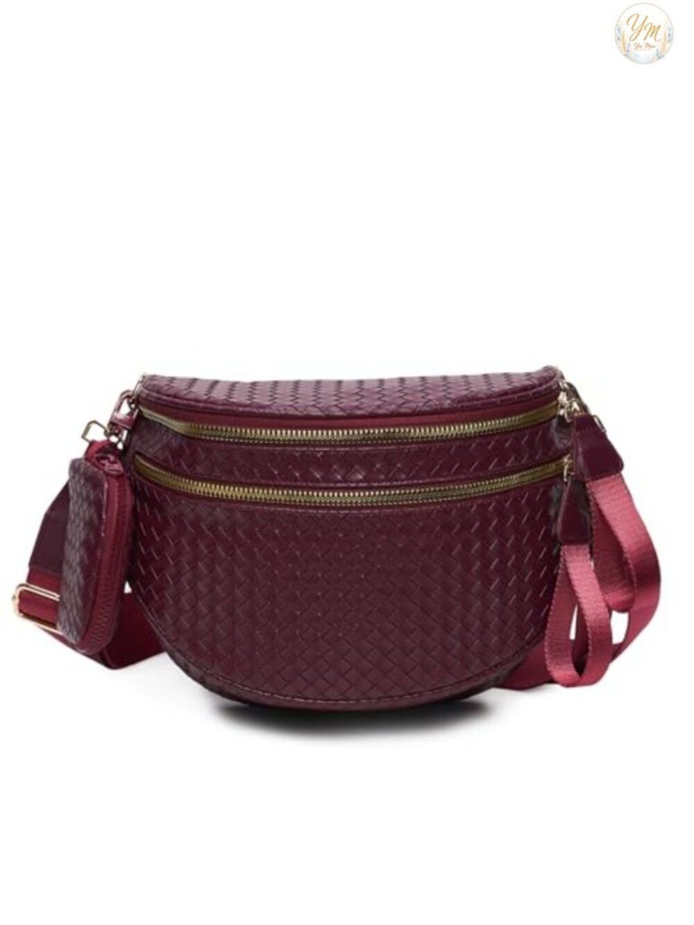 Woven Vegan Leather Bum Bag Crossbody Fanny Pack with Detachable Coin Purse